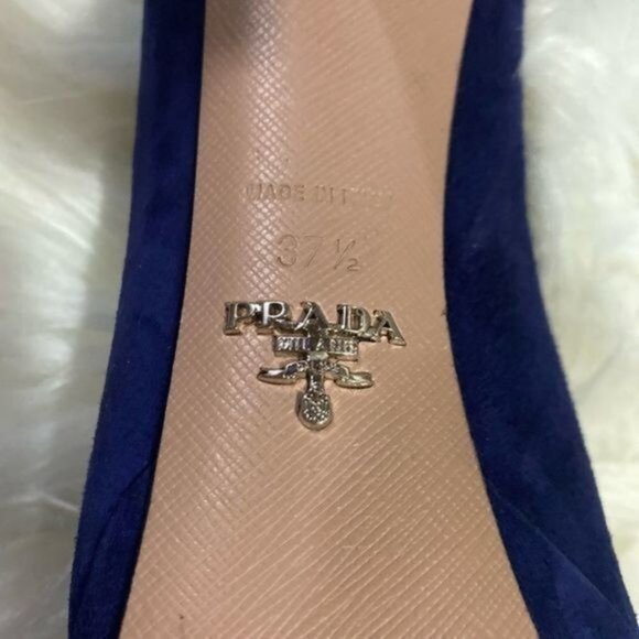 Prada Camoscio Bluette Blue Suede Platform Pumps 37.5 - Picture 8 of 11